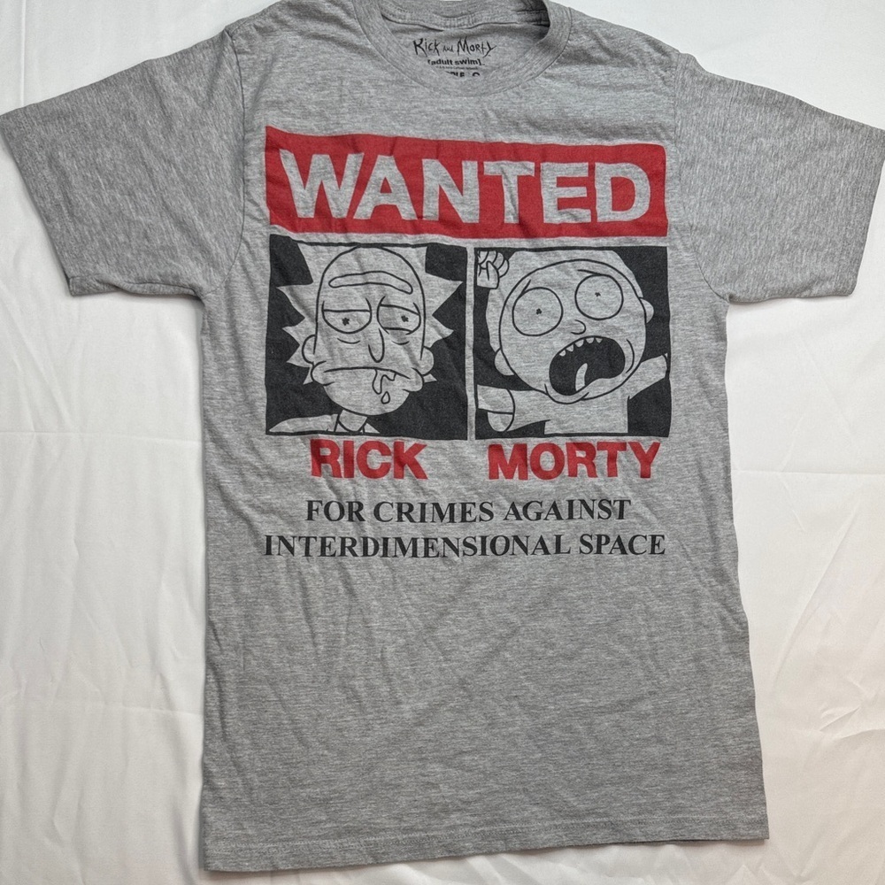 Rick and Morty Gray Wanted Graphic Tee